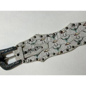 Cowgirl Rock Western Style Wide Belt with Turquoise Studded Buckle